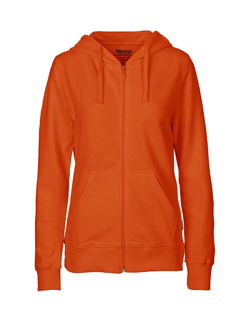 NEUTRAL Dame Zip Hoodie, 100% Økologisk Fairtrade Bomuld-Orange