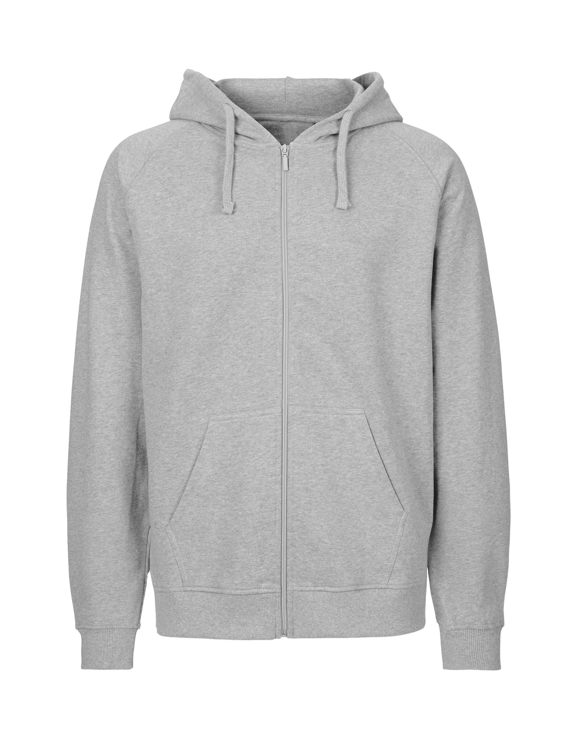 NEUTRAL Unisex Tiger Cotton Labelfree Bomulds Hoddie M. Zip-Grå melange